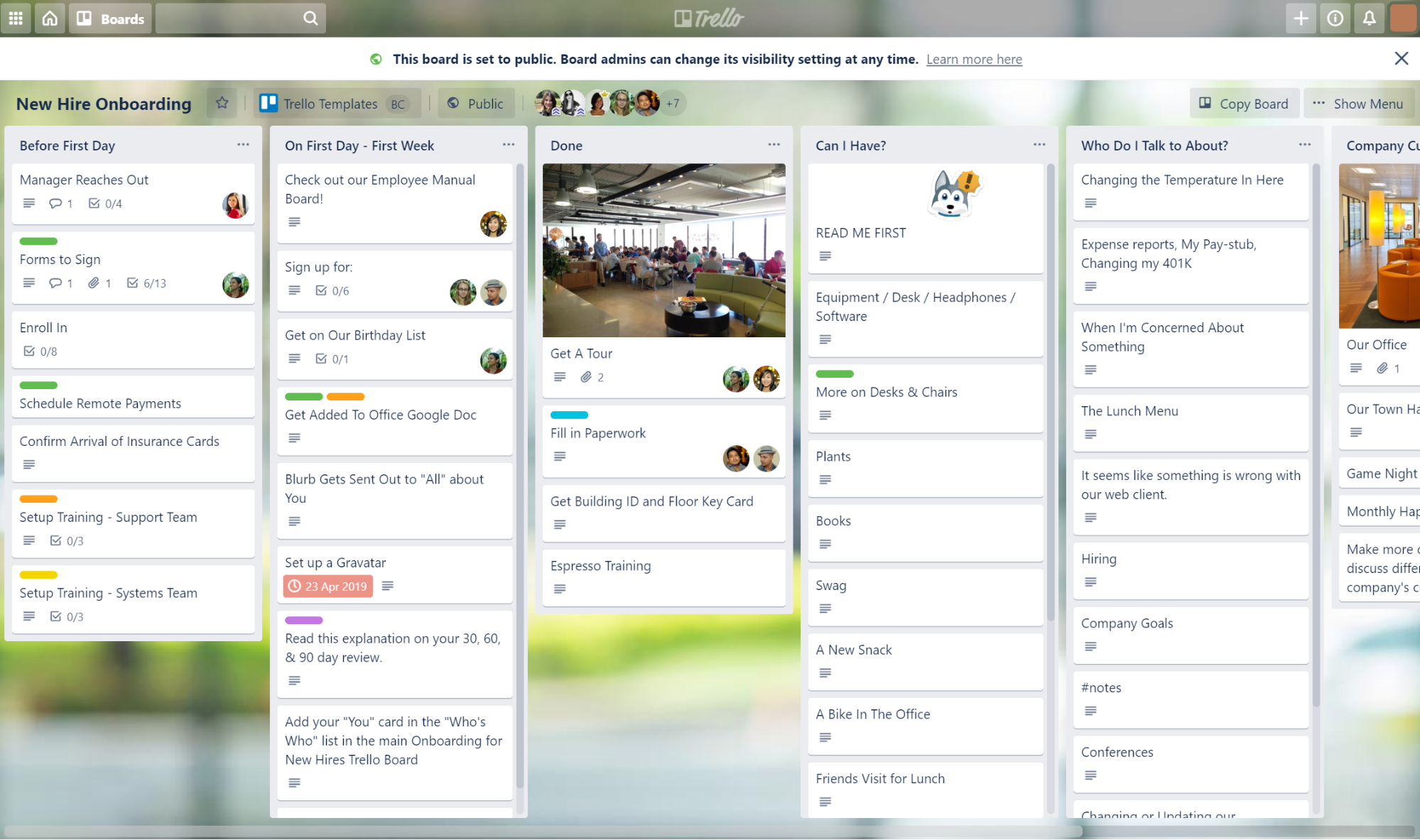Trello 看板的屏幕截圖 